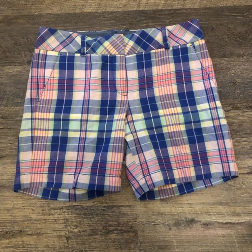 Talbot Pastel Plaid Linen/cotton Shorts Size 6 EUC